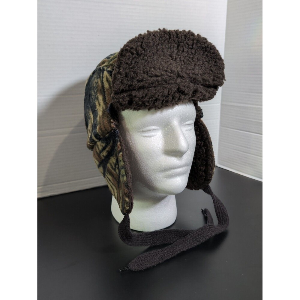 VINTAGE COLUMBIA SHERPA CAMO EAR FLAP TRAPPER HUNTING HAT   SIZE L/XL  EUC